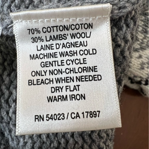 💥2/$15 NWT Old Navy grey white kimono sleeve cotton wool fair isle sweater sz S - Picture 12 of 13